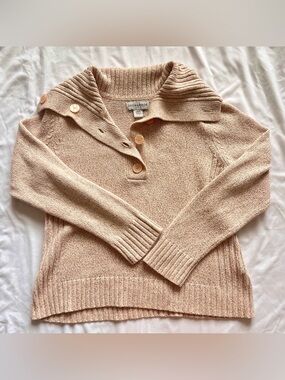 Sag Harbor Blush Pink Button-Collar Knit Pullover